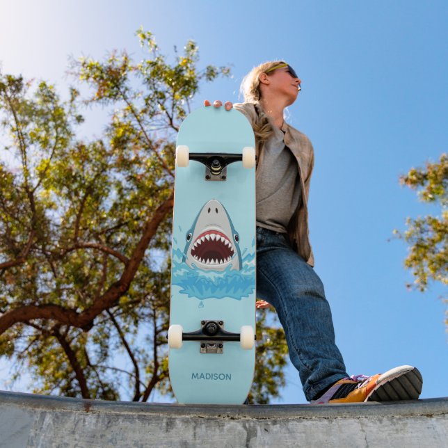 Funny Shark custom name Skateboard (Outdoor 1)