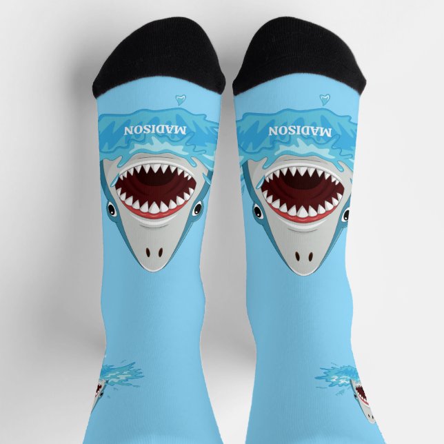 Funny Shark Custom Name Socks (Top)