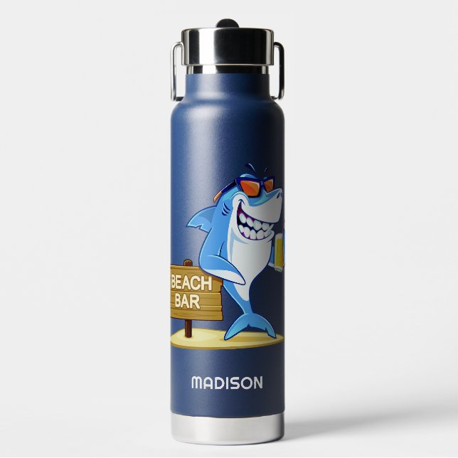 Funny Shark custom name Water Bottle (Front)