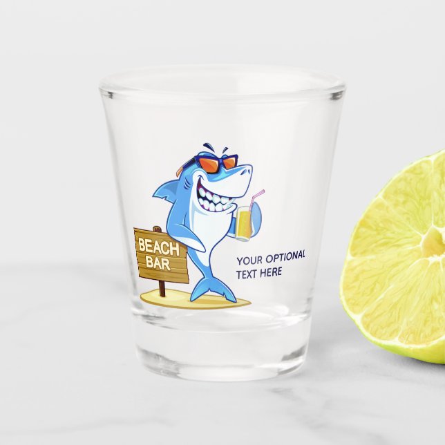 Funny Shark custom text shot glass (Front)