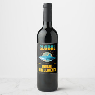 Funny Shark Cyber Security Expert Wine Label