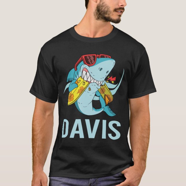 Funny Shark - Davis Name T-Shirt (Front)