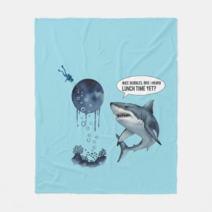 Funny shark diver lunch time :nice bubbles bro fleece blanket