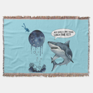 Funny shark diver lunch time :nice bubbles bro throw blanket