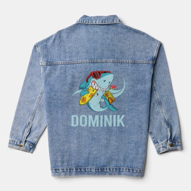 Funny Shark - Dominik Name  Denim Jacket (Back)
