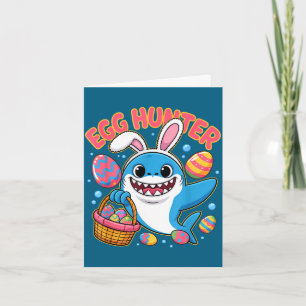 Funny shark easter bunny cute egg hunter card