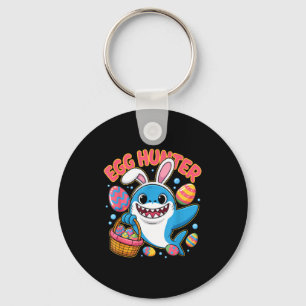 Funny shark easter bunny cute egg hunter  key ring