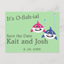 Funny Shark Fish Theme Wedding save the date