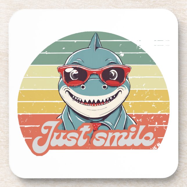 Funny shark invite you to smile coaster (Front)