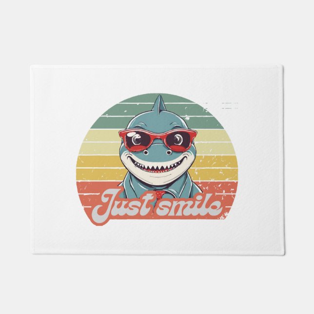 Funny shark invite you to smile doormat (Front)