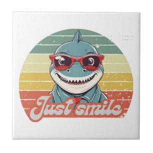 Funny shark invite you to smile tile