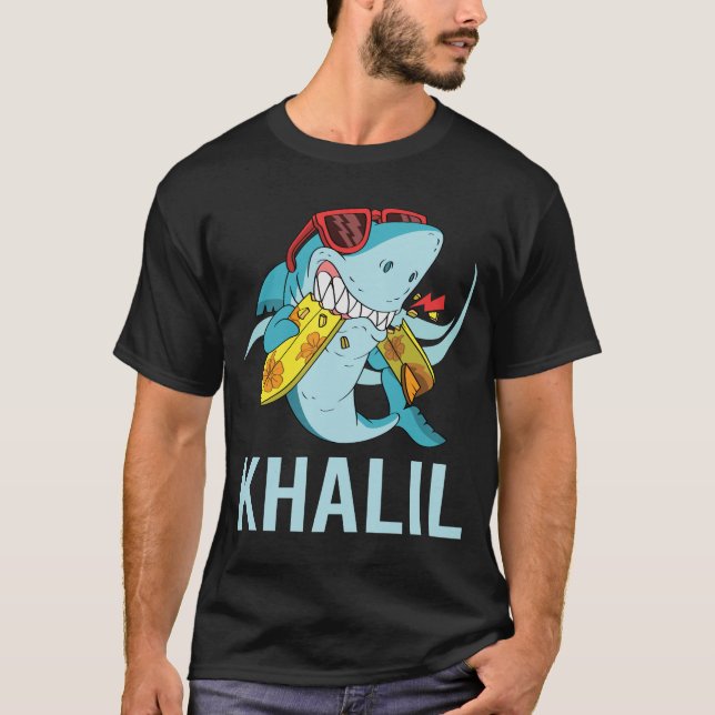 Funny Shark - Khalil Name T-Shirt (Front)
