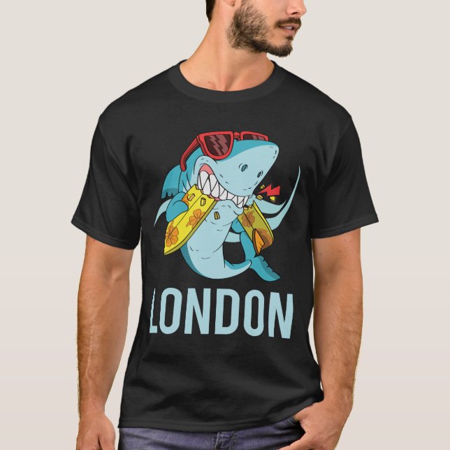 Funny Shark - London Name T-Shirt (Front)