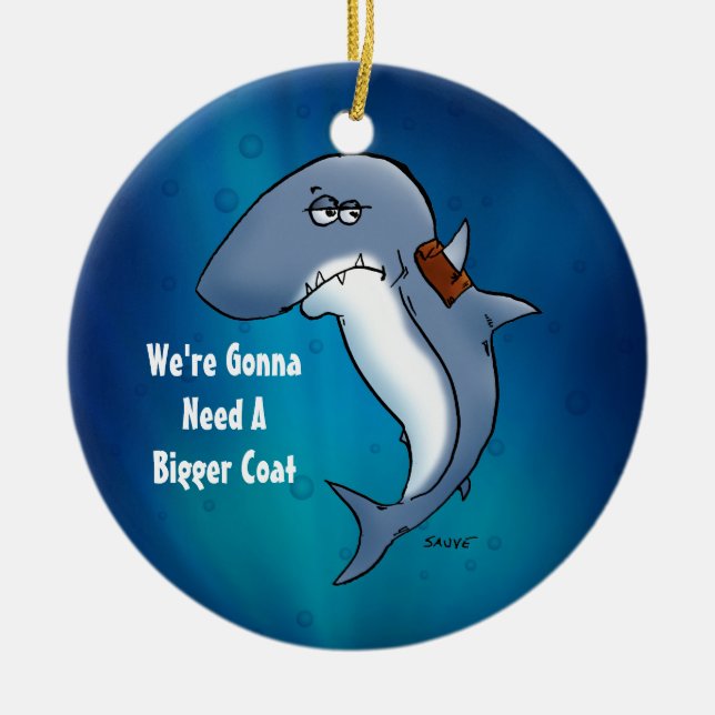 Funny Shark Needs A Bigger Coat Ornament (Front)