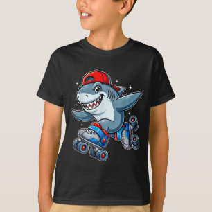 Funny Shark On Roller Skates Cute Cool Skater Anim T-Shirt