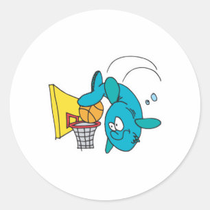funny shark playing basketball classic round sticker
