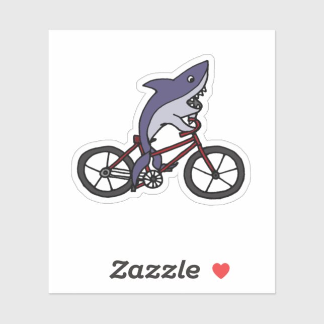 Funny Shark Riding Bicycle Cartoon (Sheet)