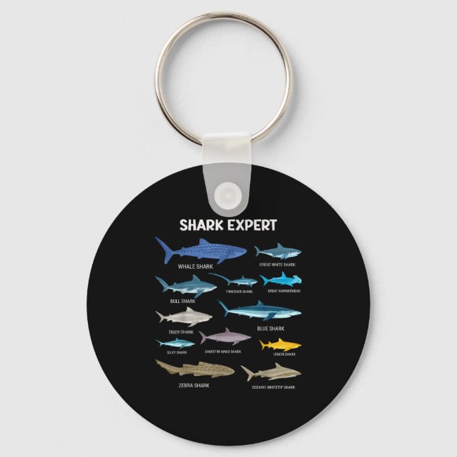 Funny Shark Tee For Men Ocean Fish Kids &amp; Todd Key Ring (Front)
