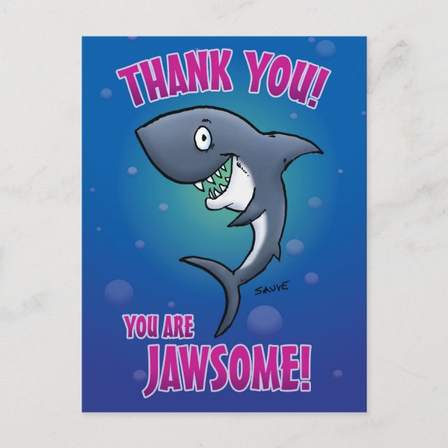 Funny Shark Thank You Postcard (Front)