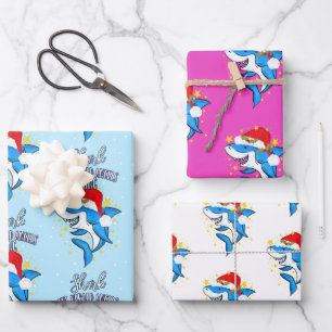 funny Shark the herald angel sing christmas card Wrapping Paper Sheet