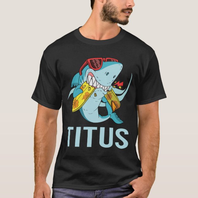 Funny Shark - Titus Name T-Shirt (Front)