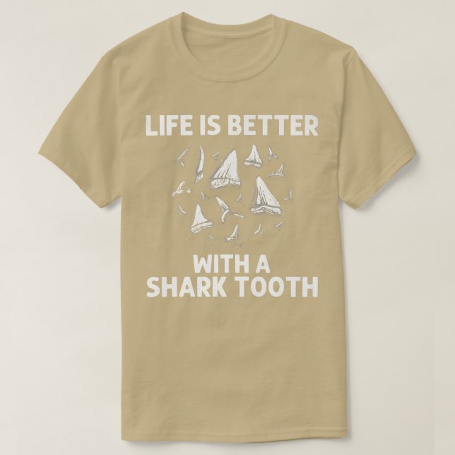 Funny Shark Tooth For Men Women Shark Teeth Fossil T-Shirt (Design Front)