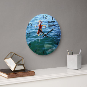Funny Shark Wants Octopus, Large Clock