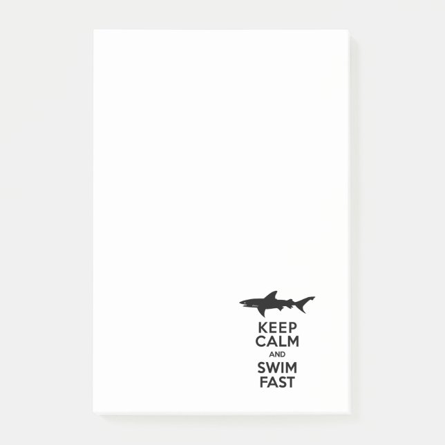 Funny Shark Warning - Keep Calm and Swim Fast Post-it Notes (Front)