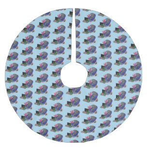 Funny shark watching TV cartoon Brushed Polyester Tree Skirt