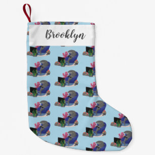 Funny shark watching TV cartoon Small Christmas Stocking