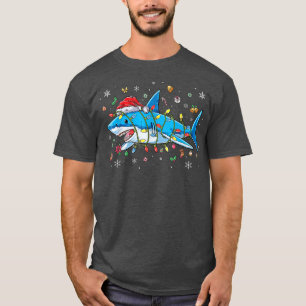 Funny Shark Xmas Lights Santa Shark Christmas Men T-Shirt