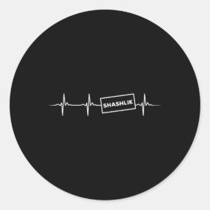 Funny Shashlik Heartbeat Russian Bbq Outfit Meat S Classic Round Sticker