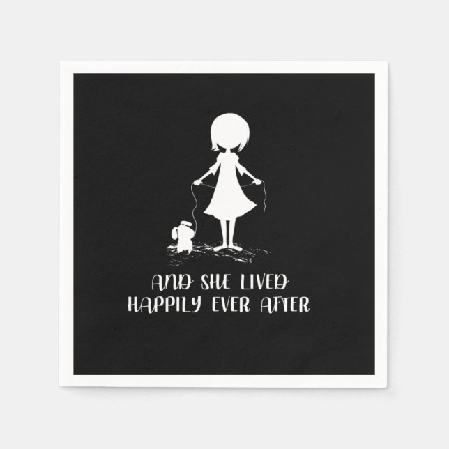 Funny She Lived Happily Ever After Dog Lady Mum Napkin (Front)