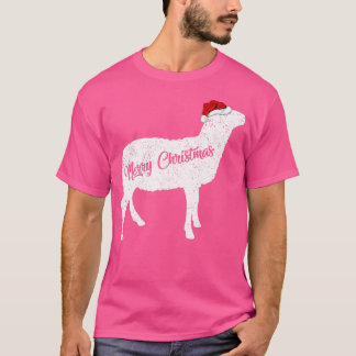 Funny Sheep Animal Lover Xmas Santa Hat Sheep Chri T-Shirt