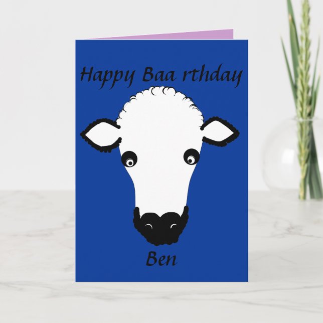 Funny Sheep Birthday, baa rthday, add name front Card (Front)