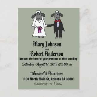 Funny Sheep Bride and Groom Wedding Invitation
