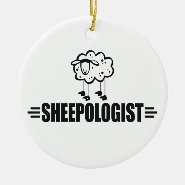 Funny Sheep Ceramic Tree Decoration (Front)