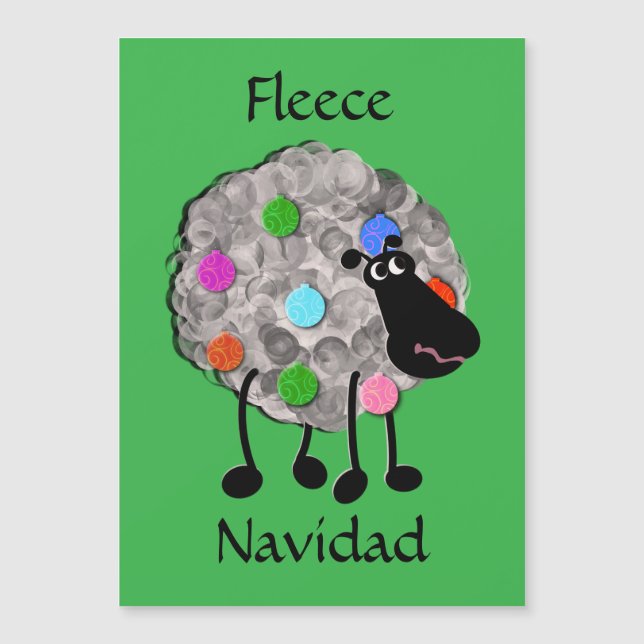 Funny Sheep Christmas 5" x 7" Magnetic Card (Front)