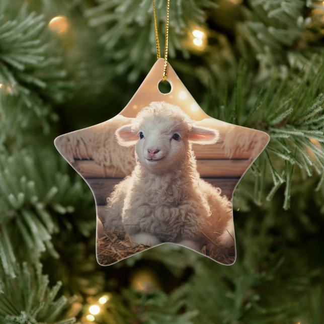 Funny sheep christmas, Gift for farm lovers Ceramic Tree Decoration (Tree)