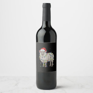 Funny Sheep Christmas   Santa Claus Gift Wine Label