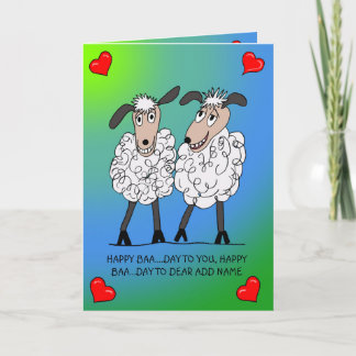 Funny sheep couple birthday card