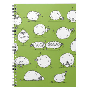 Funny sheep doing yoga, sketch notebook