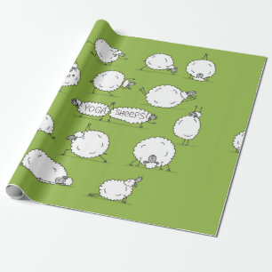 Funny sheep doing yoga, sketch wrapping paper