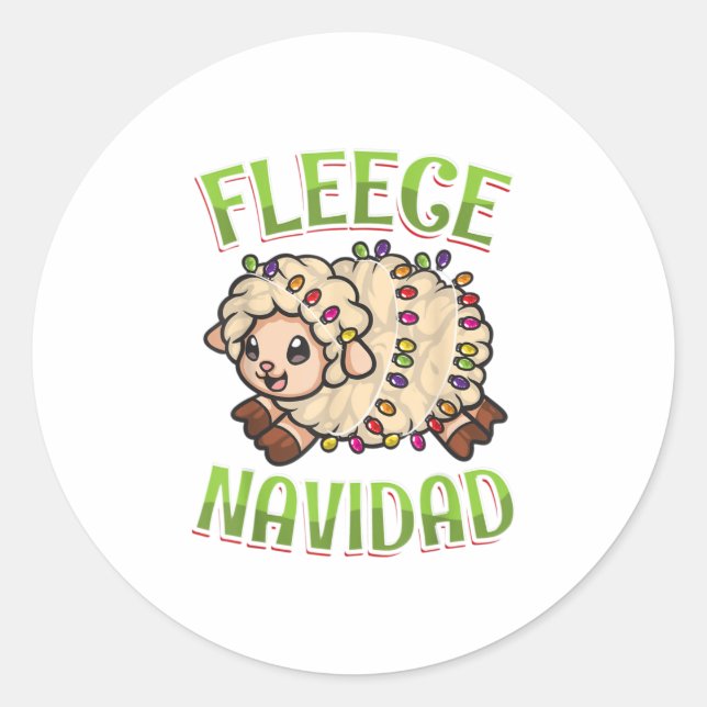 Funny Sheep Fleece Navidad Christmas Classic Round Sticker (Front)