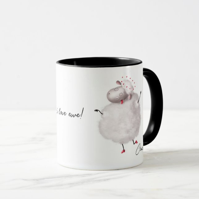 Funny Sheep I Love Ewe Heart Personalised Name Mug (Front Right)