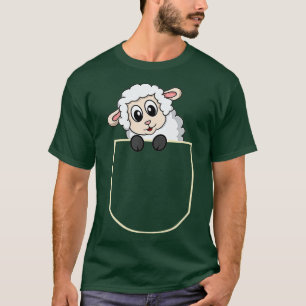 Funny Sheep In The Pocket Gift Lamb Pocket  T-Shirt