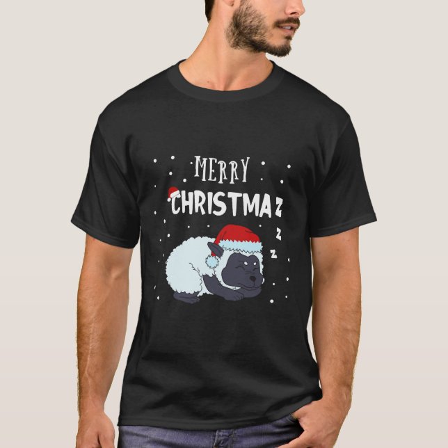Funny Sheep Merry Christmas Farmer  T-Shirt (Front)