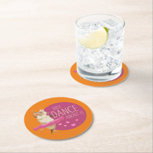 Funny Sheep Message - Just Dance About It 1 Round Paper Coaster