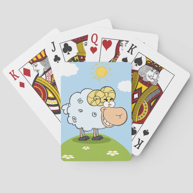 Funny Sheep On A Hill Playing Cards (Back)
