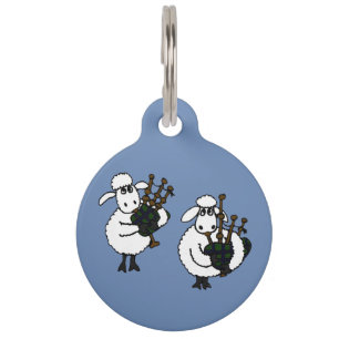 Funny Sheep Playing Bagpipes Music Pet Tag